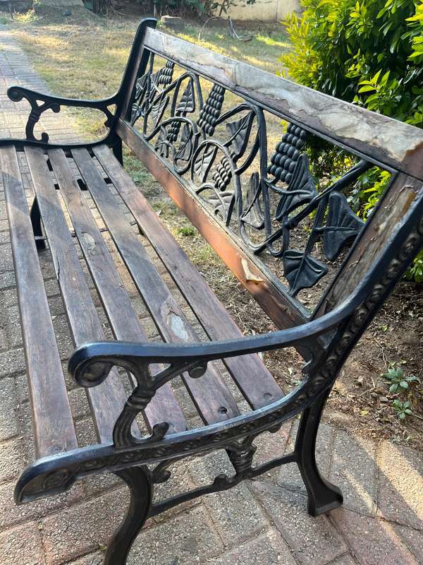 Cast iron and wood bench