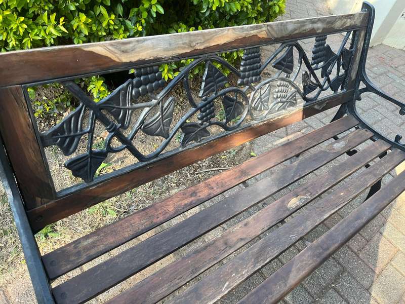 Cast iron and wood bench
