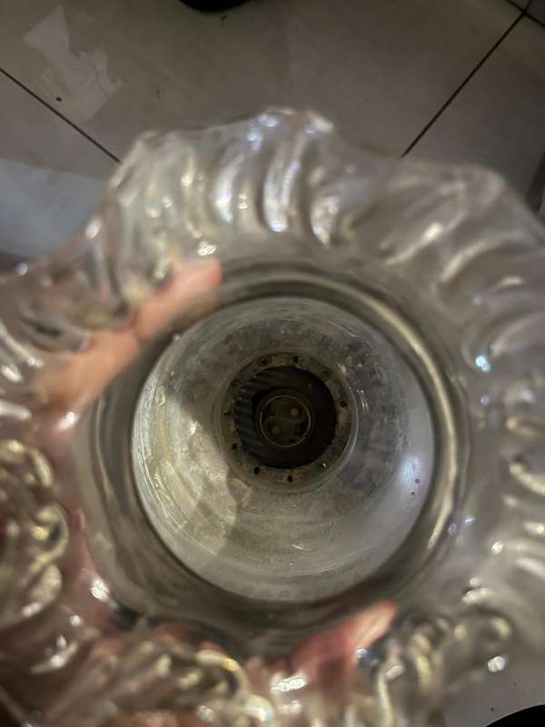 Antique converted brass paraffin lamp