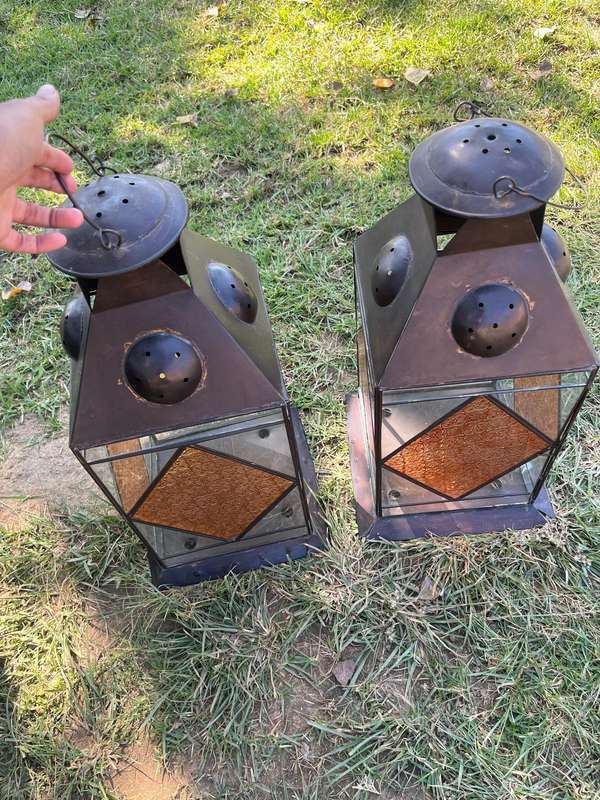 2 x stained glass lanterns