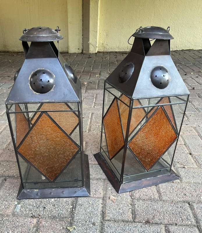 2 x stained glass lanterns
