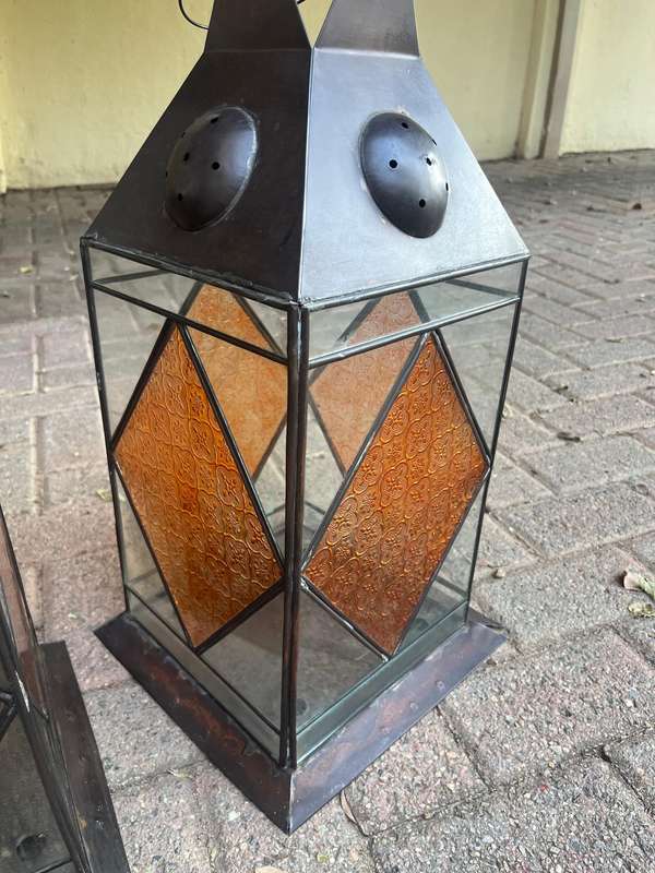 2 x stained glass lanterns