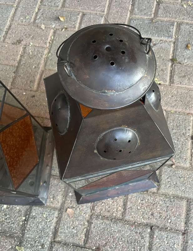 2 x stained glass lanterns