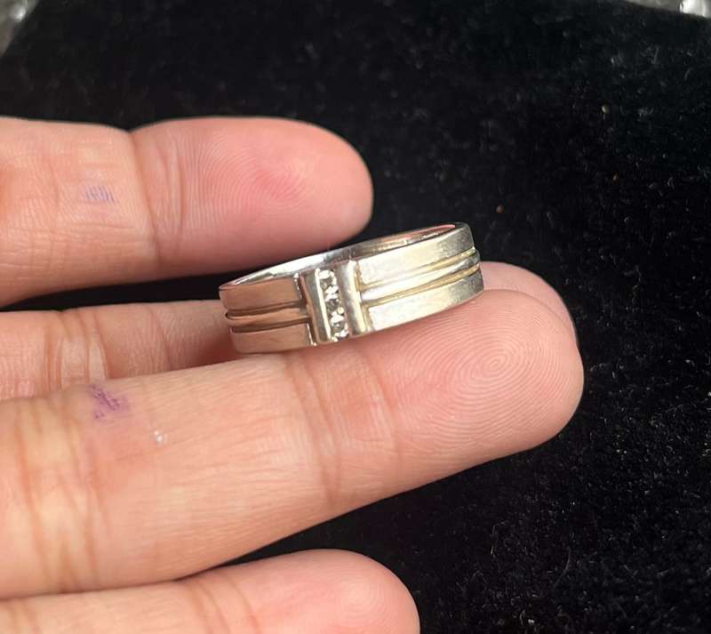 9ct white gold mens ring