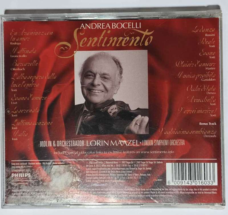 Andrea Bocelli,sentimento ,cd