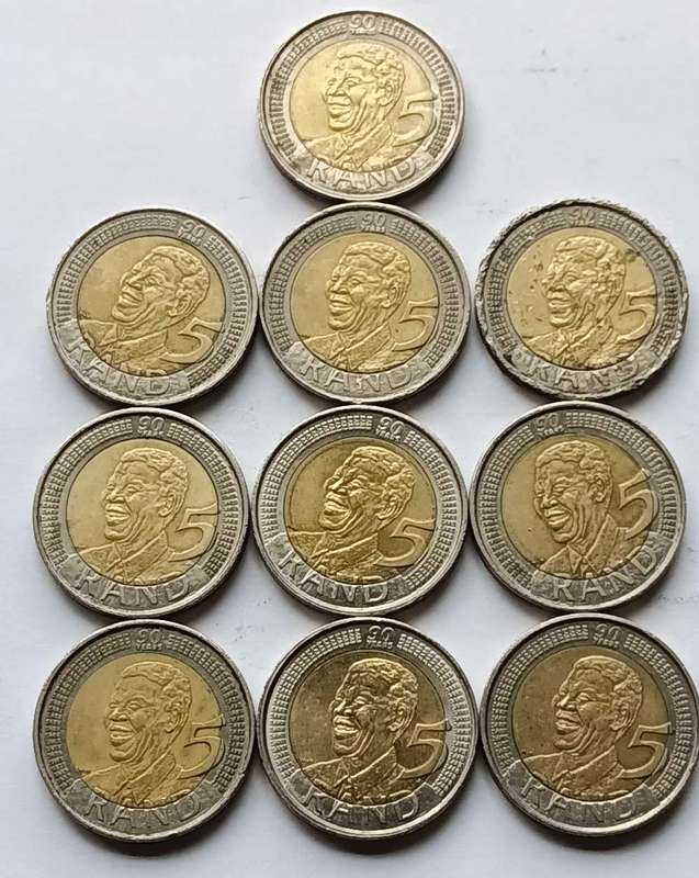 R5 Mandela coin 2008 x10