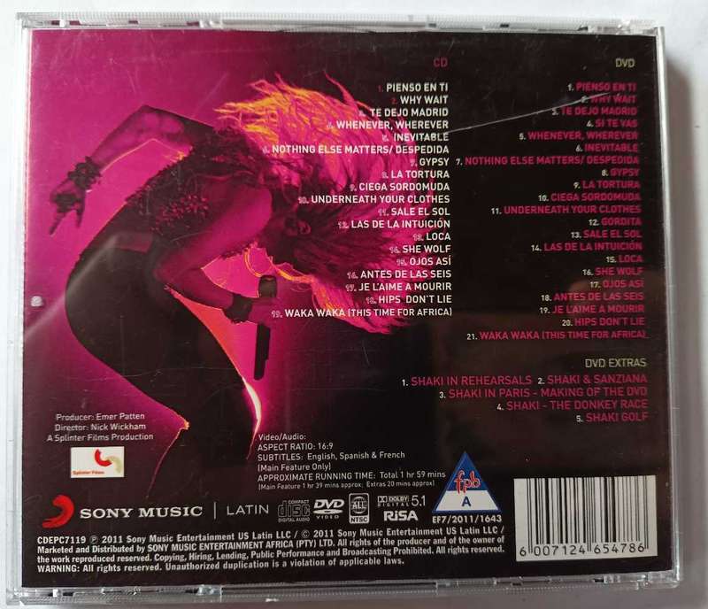 Shakira ,live from Paris ,cd/dvd