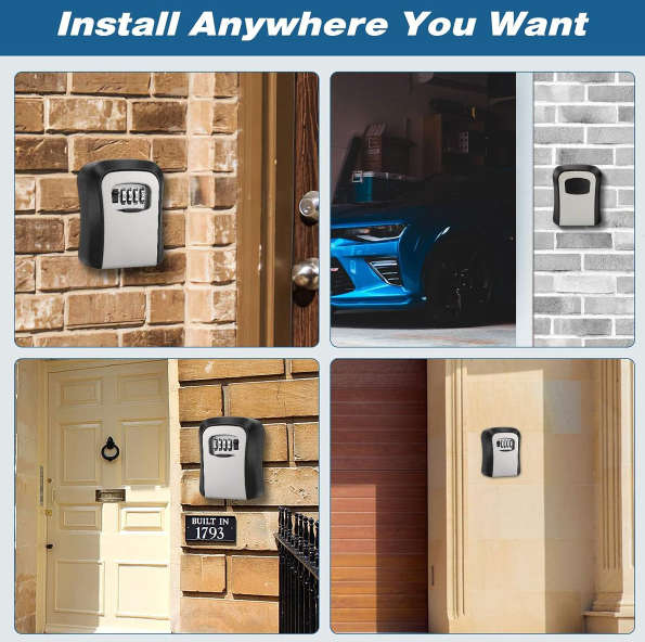 Key Lock Box, Combination Lock Box Wall Mounted Waterproof Key Storage Case