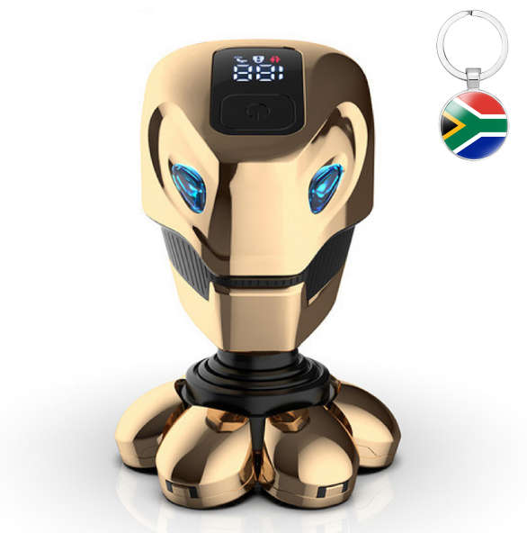 Robot Head 5-in-1 Professional 7 Blade Shaver Trimmer Grooming Kit&Key Ring - Gold