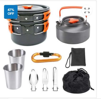 Aluminum Camping Cookware 10PCs Set