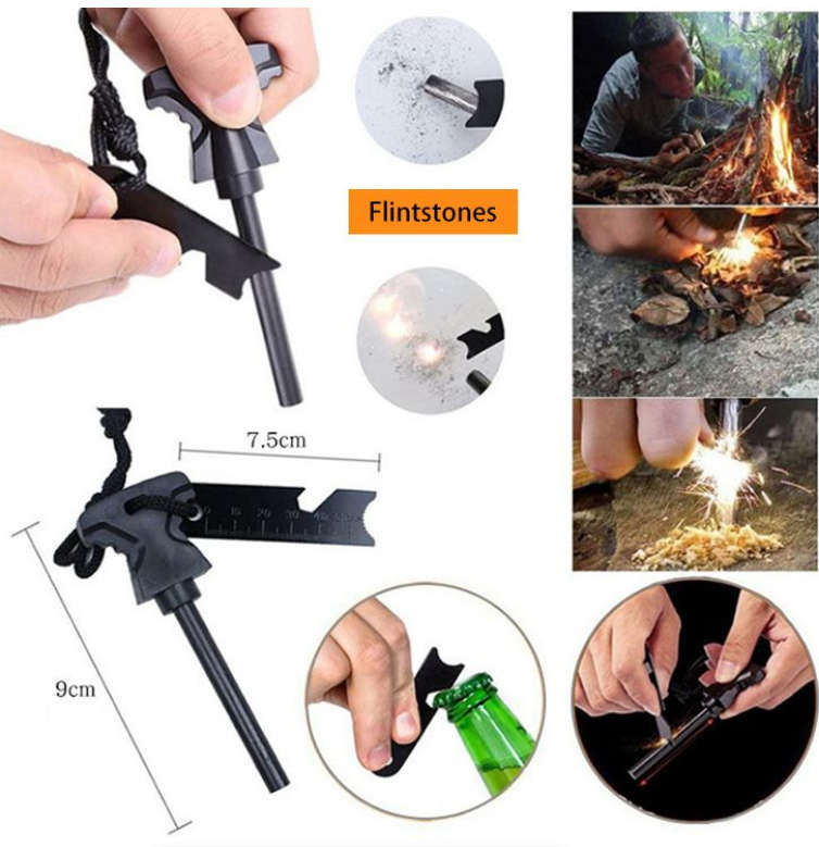 Tactical Survival Multi-Function Kit,16 in 1 Black