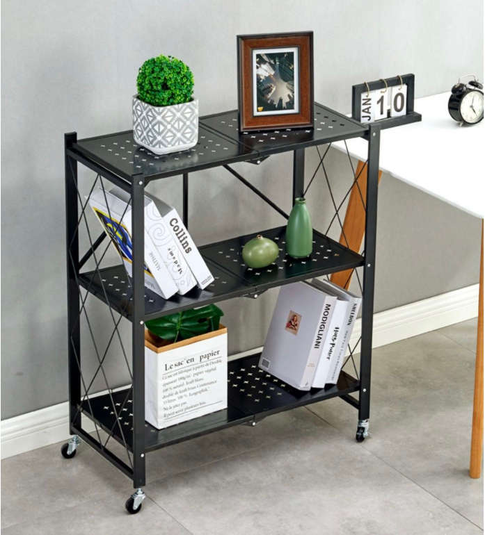 3 Tier Storage Shelves Bookshelf Foldable Shelf Organizer