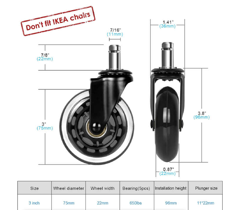 Officeway - Office Chair Castor Wheels For Office Floors