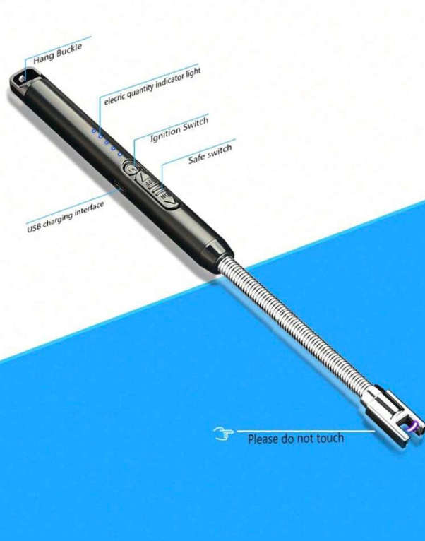 Rechargeable Lithium Battery Electric ARC Lighter - Black