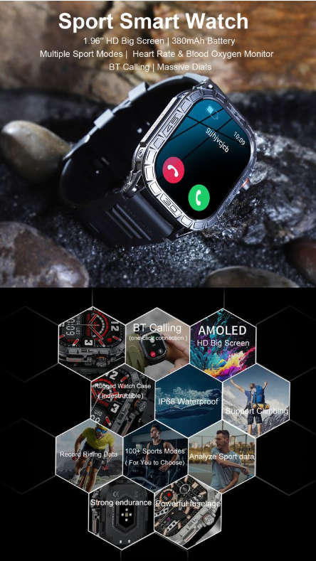 BezosMax SW03 Smart watch for Android iPhone Multiple Sports Modes