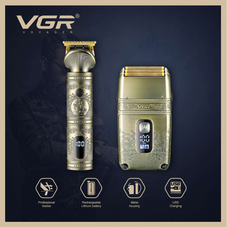 VGR Professional Hair Trimmer and Shaver Grooming Set with IPX 6 & Key Ring