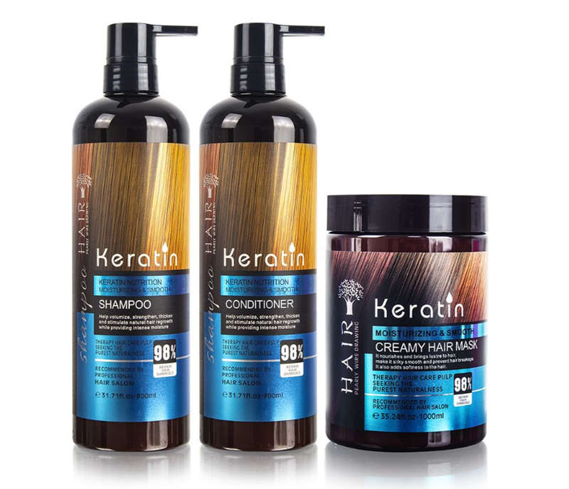 Keratin Shampoo & Conditioner - 900 ml & Keratin Creamy Hair Mask - 500ml