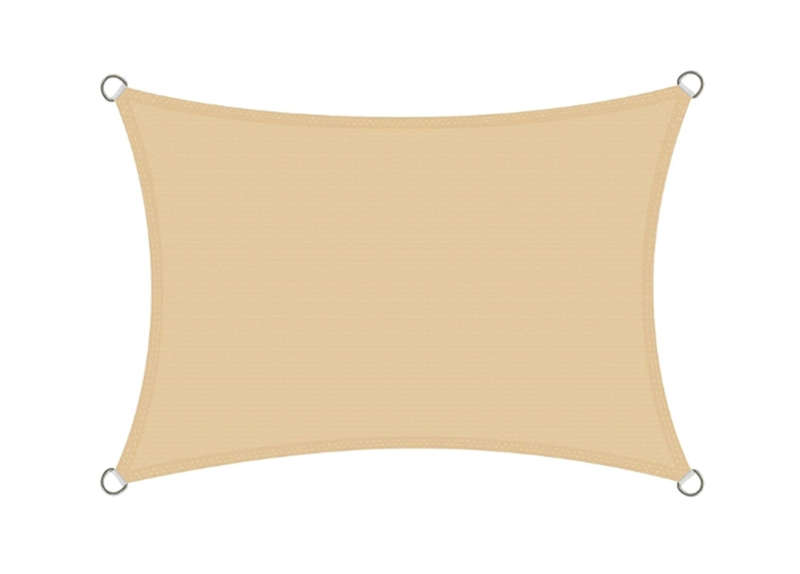 Beige Rectangle Sun Shade Sail for Outdoor Garden 3m x 4m