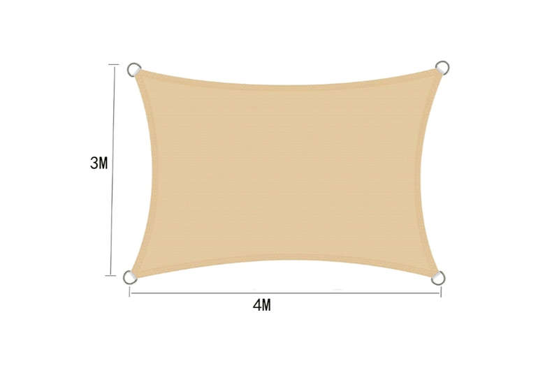Beige Rectangle Sun Shade Sail for Outdoor Garden 3m x 4m
