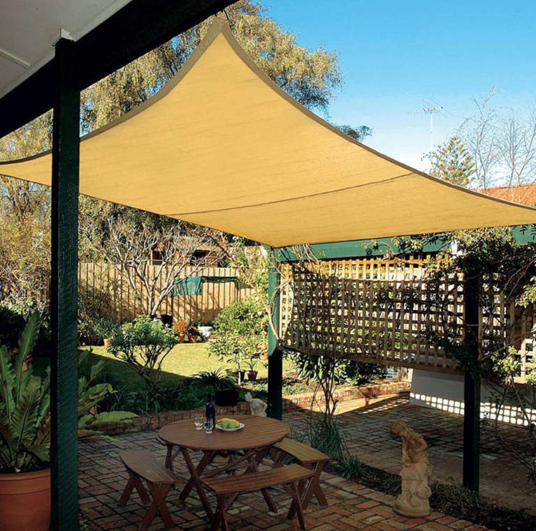 Beige Rectangle Sun Shade Sail for Outdoor Garden 3m x 4m