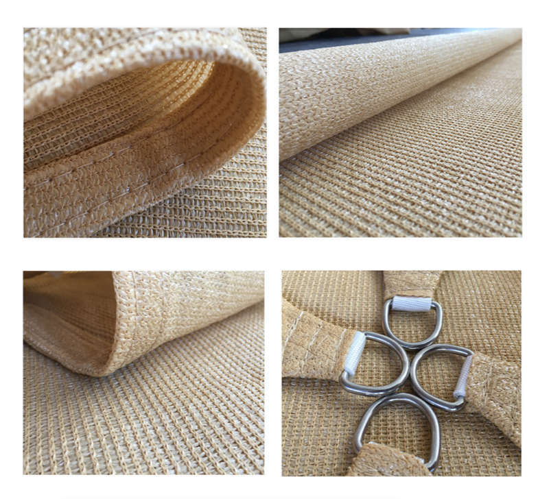 Beige Rectangle Sun Shade Sail for Outdoor Garden 3m x 4m