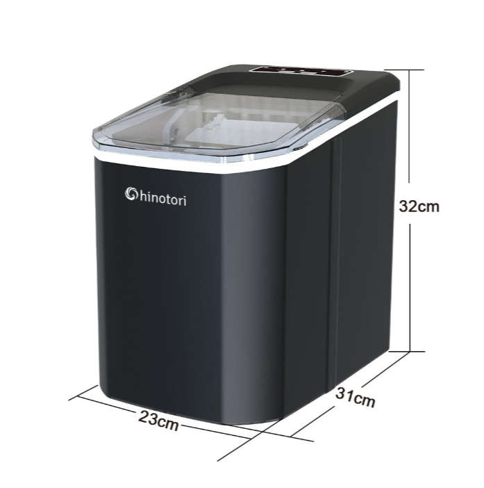Counter-Top Ice-Maker 12kg Ice Maker Machine 8 Mins 9 Bullet Ice-Black