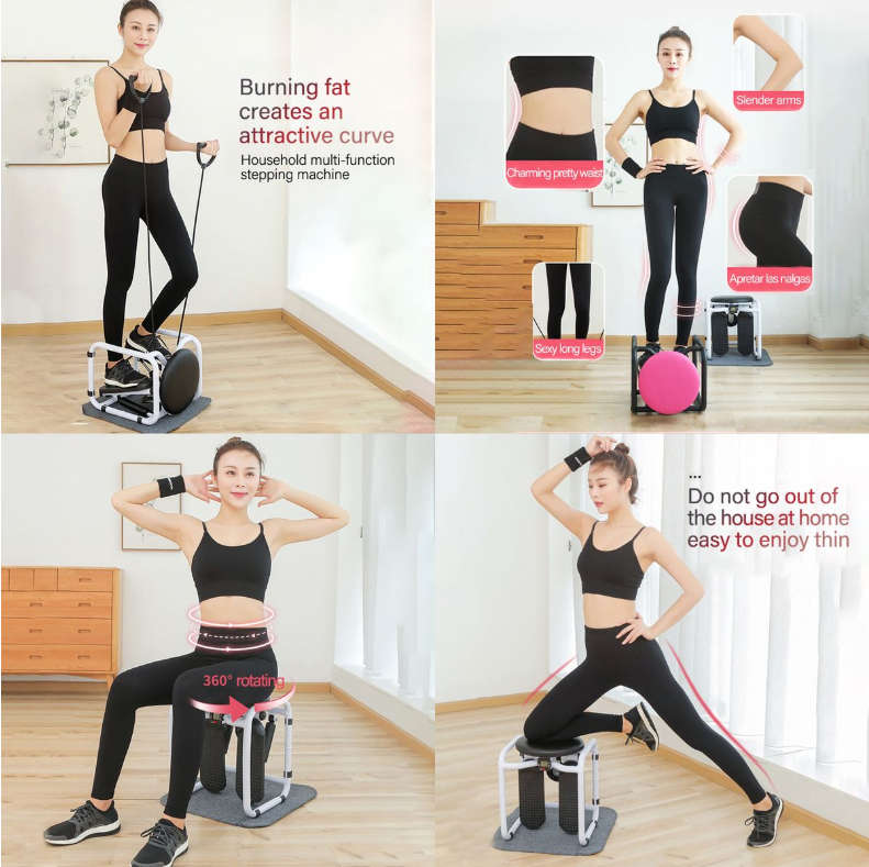 Sportion Multifunction 2-in-1 Fitness Yoga Chair & Exercise Stepper Bench -(Black)
