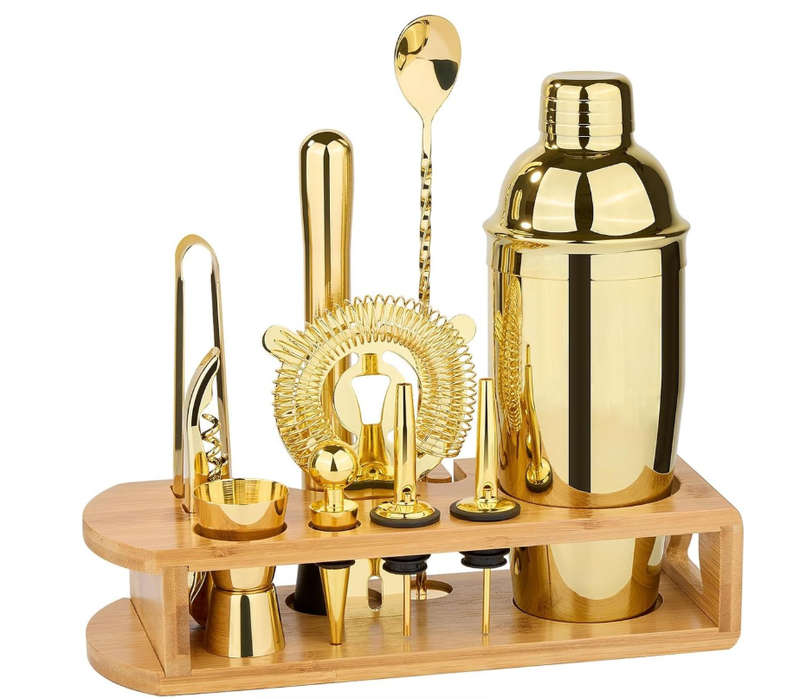 12-Piece Cocktail Shaker Set Bartender Kit - Gold