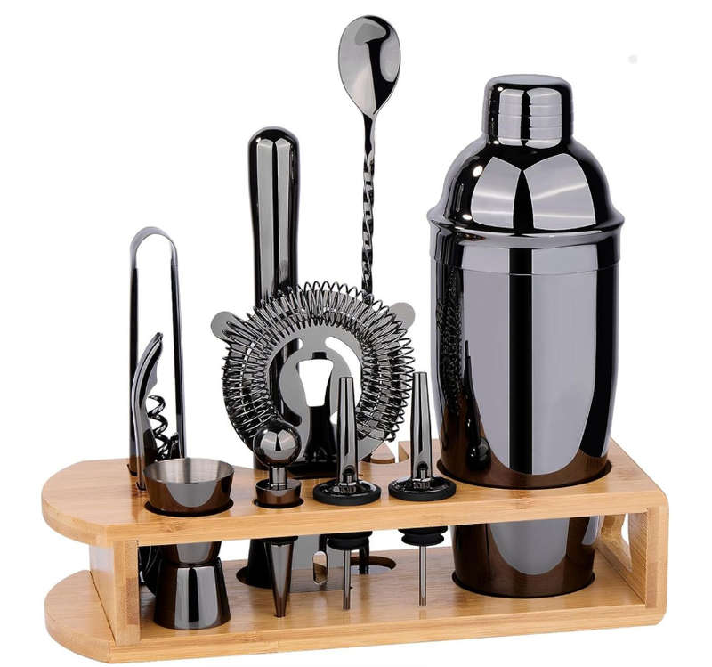 12-Piece Cocktail Shaker Set Bartender Kit - Black