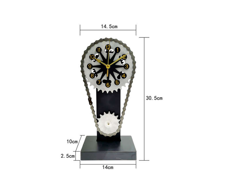 Rotating Battery Powered Gear Clock - Black