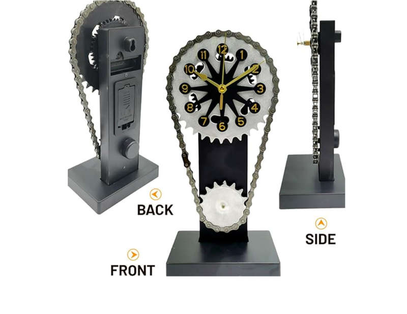 Rotating Battery Powered Gear Clock - Black