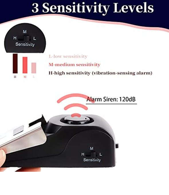 Door Stop Alarm, Door Stopper with 120DB Security Alarm (Pack of 4)