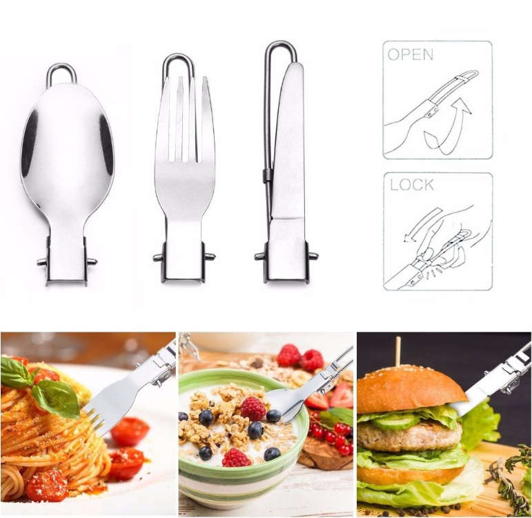 Camping Cookware Sets Mini Gas Stove With Stand Fork Spoon Knife