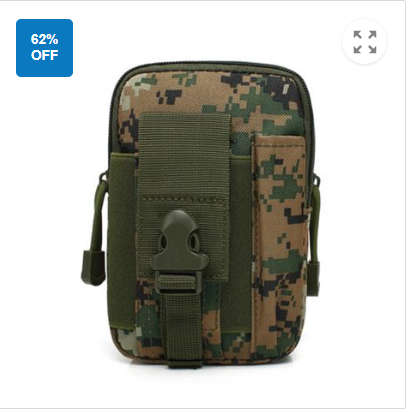 Tactical Utility Bag MOLLE Pouch JY-60 - Dimension 18x13cm- Jogging Hiking - Camo PLA