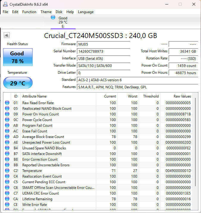 Crucial M500 MSata 240GB SSD