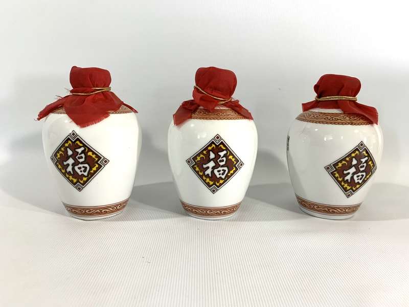 6 x Collectible Porcelain Chinese Liquor Bottles (Still Sealed and Full - Circa 1948)