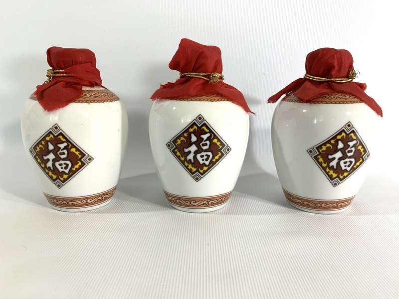 6 x Collectible Porcelain Chinese Liquor Bottles (Still Sealed and Full - Circa 1948)