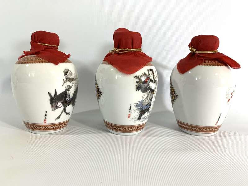 6 x Collectible Porcelain Chinese Liquor Bottles (Still Sealed and Full - Circa 1948)