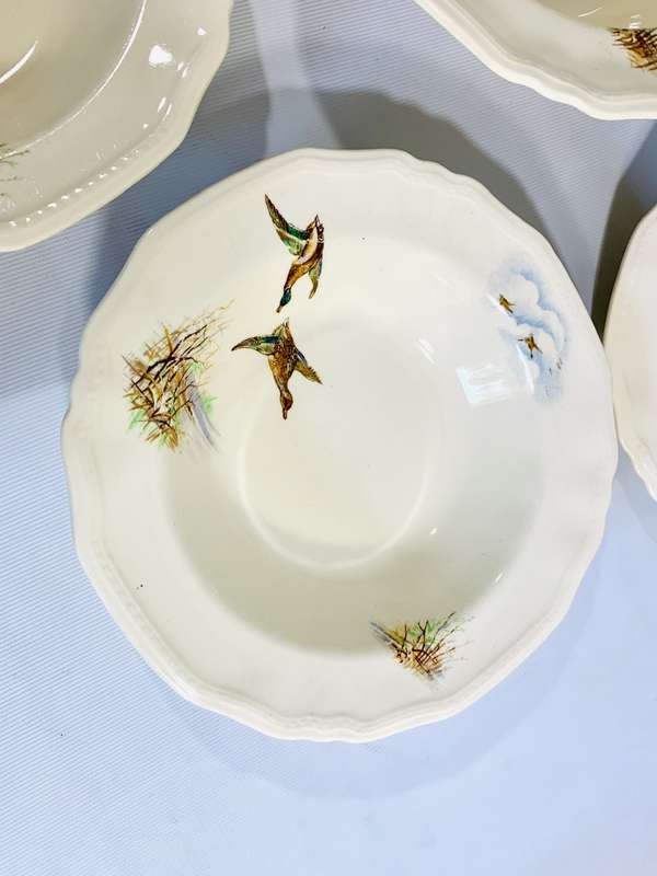 Alfred Meakin Wildfowl Serving and Dessert Bowl Set  Vintage English Pottery