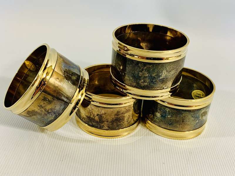 Stunning Silver and Gold Plated Napkin Rings (set of 4)
