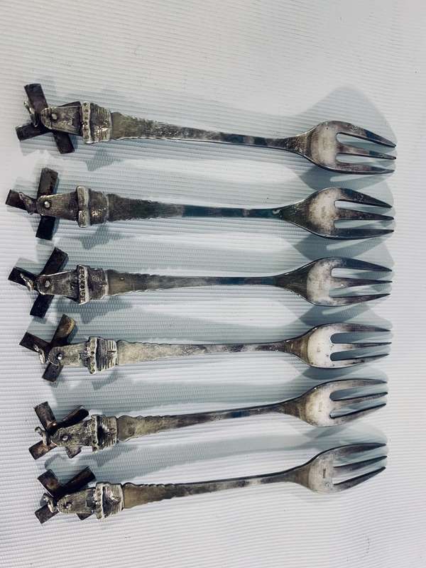6 x Silver Plated Dutch Windmill Dessert Forks