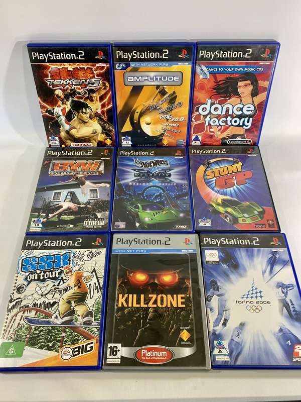 9 x PlayStation 2 Games (Includes Amplitude, Tekken 5, Hotwheels, Dance Factory, etc.)