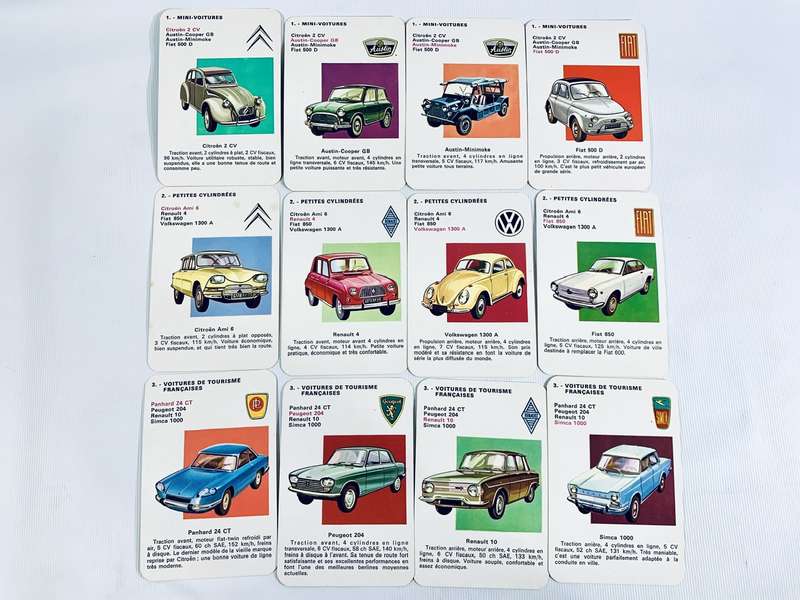 Rare Find: Complete Set of Fernand Nathan Jeu des Familles  Les Autos (Cars) Card Game