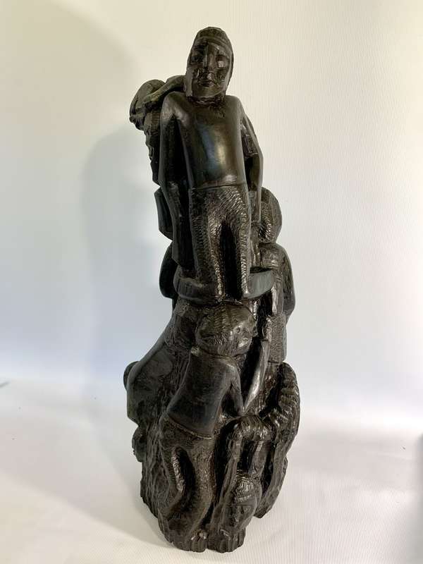 Exceptional Hand-Carved African Hardwood Sculpture