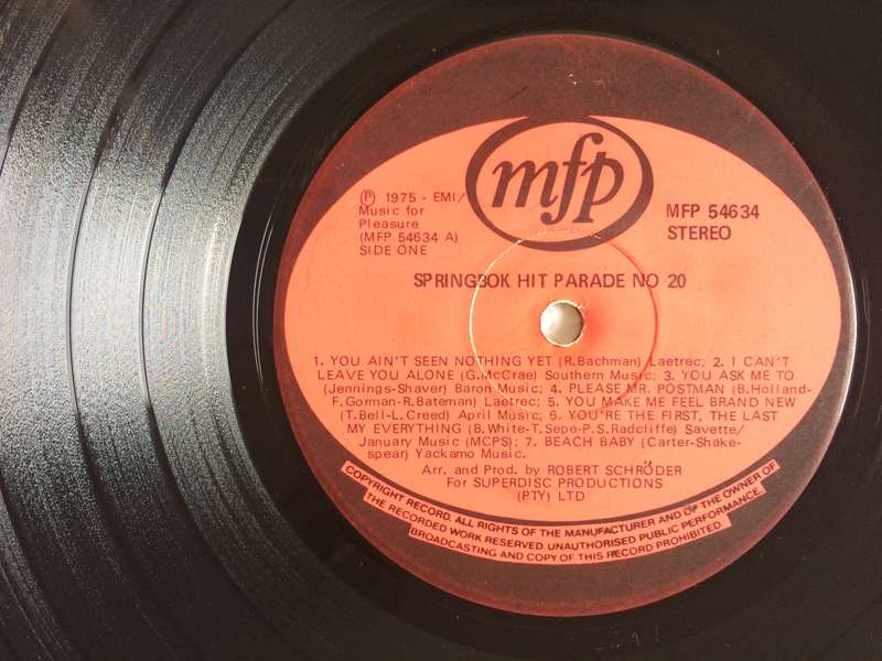 Springbok Hit Parade 20 (Vinyl LP) (Cover VG, LP VG)