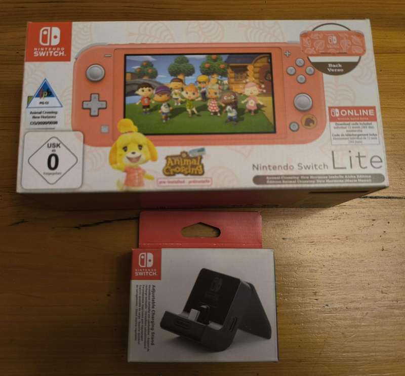 Nintendo Switch Lite  Animal Crossing Edition + Adjustable Charging Stand + 256GB SD card