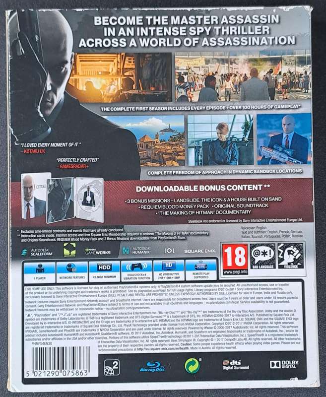 Hitman The Complete First Season Steelbook Edition PS4