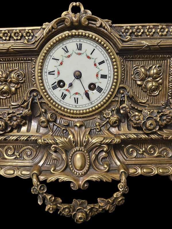 Victorian French Style Bronze mantel clock.