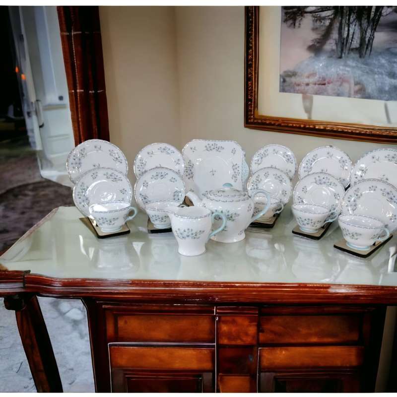 Shelley Blue Rock 13546,  18 PC Tea Set
