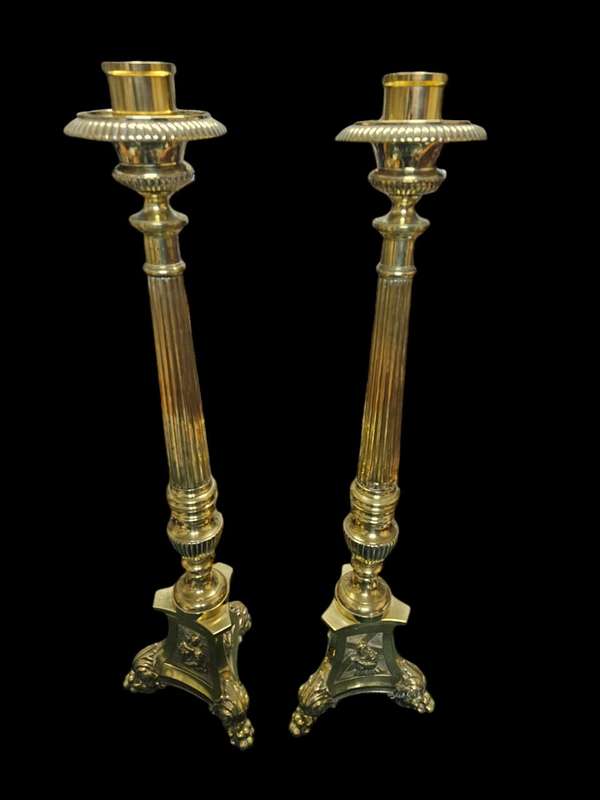 Antique Brass 19th Century Candlesticks